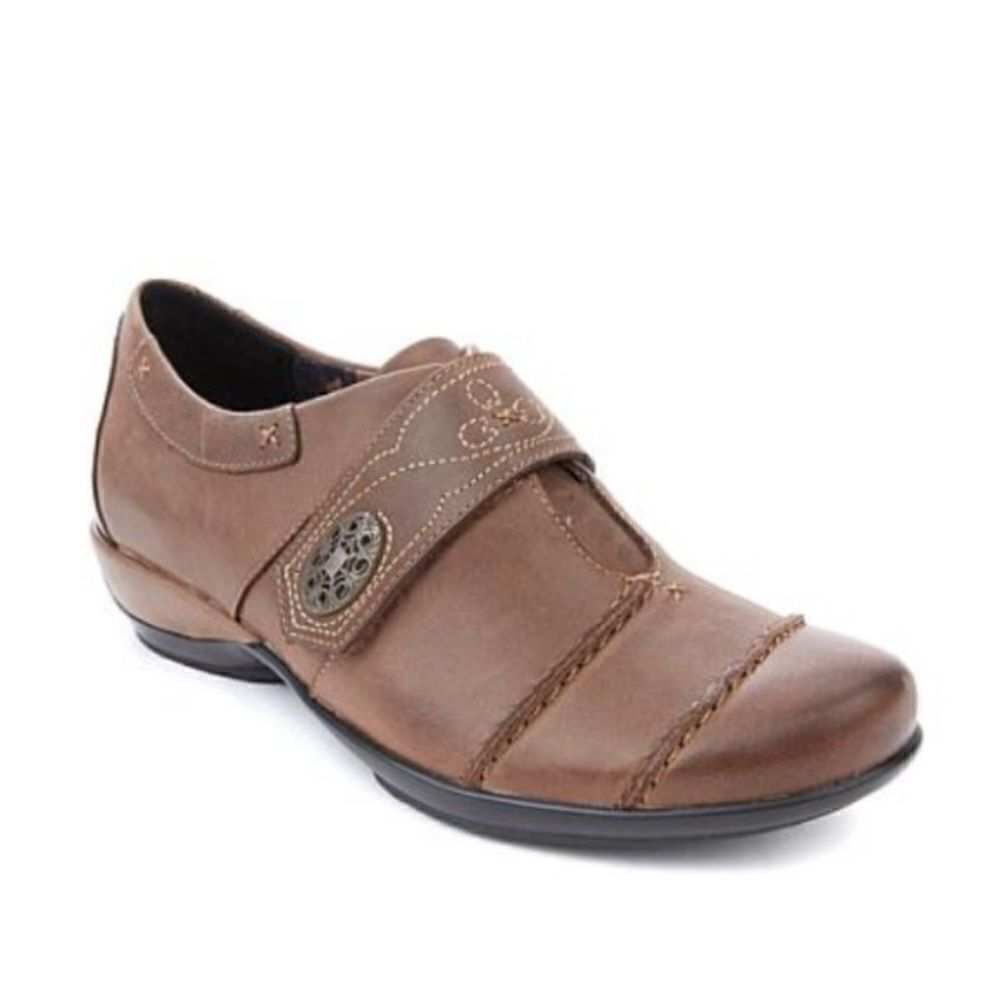 AETREX Camel Nubuck Corinne Monk Strap Shoe